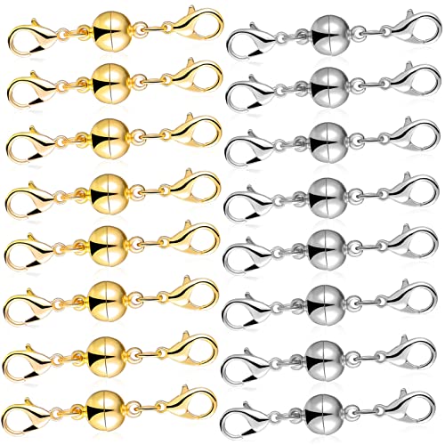 PLAFOPE 20Stücke Magnetische Verriegelungsverschlüsse für Schmuck Goldene Silberne Kettenverbinder für Armbänder und Halsketten Leicht zu Bedienende Schnallen für DIY Projekte von PLAFOPE