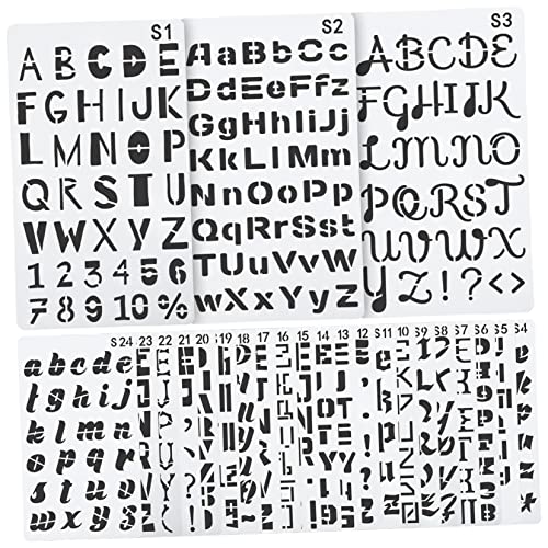 PLAFOPE 24 Blatt Teiliges Englisches Buchstaben Schablonen aus Langlebigem Pet Wiederverwendbare Malvorlagen mit Hohlem Design für DIY Kalligraphie Scrapbooking und Kreative Zeichnungen von PLAFOPE