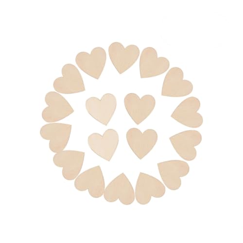 PLAFOPE 25 Stück Herz Holzscheiben Blanko Holzscheiben zum Basteln mit Rinde Beidseitig Geschliffen für DIY Dekoration Scrapbooking und Handwerksprojekte von PLAFOPE