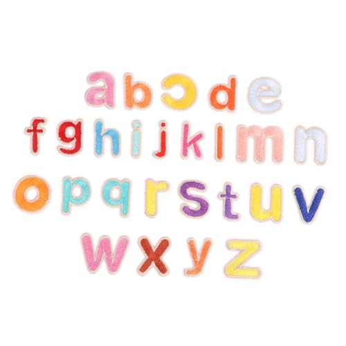 PLAFOPE 26 Stück Teiliges Bunte Bestickte Buchstaben Patches zum Aufnähen und Aufbügeln DIY Applikationen für Kleidung Taschen Hüte Jeans Schuhe Modische Stickerei Aufnäher für Textilien von PLAFOPE