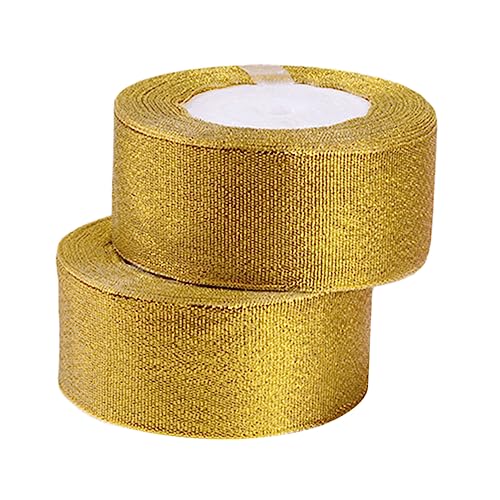 PLAFOPE 2Rollen Gold Glitzer Ribbons Yards Geschenkband für Basteln Dekoration Verpackung Hochwertige Langlebige Flexible Bänder für DIY Projekte Hochzeiten und Feiertage von PLAFOPE