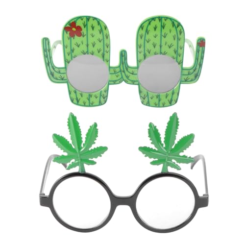 PLAFOPE 2St Geburtstags feier Party Styling Brille Kinderbrille Sonnenbrille mit Hawaii- cactus glasses partyhüte kindergeburtstag Gläser Requisiten für Party-Fotoautomaten bilden von PLAFOPE