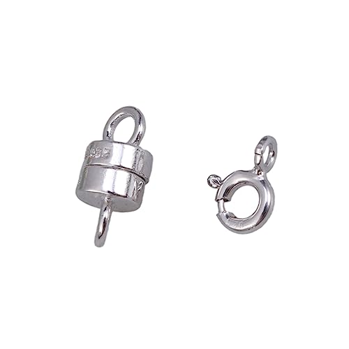 PLAFOPE 2Stücke Sterling Silber Magnetverschluss mit Federringverschluss Hochwertige Verbindungsschließe für DIY Schmuck Armbänder und Fußkettchen Langlebig und Sicher von PLAFOPE
