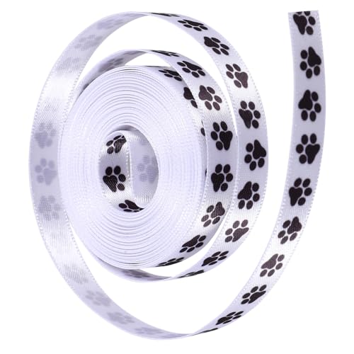 PLAFOPE 2rollen Hundepfoten-musterband Geschenkband Aus Polyester Strapazierfähig Und Geschmeidig Für Geschenke Und Bastelprojekte von PLAFOPE