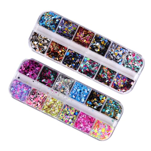 PLAFOPE 3 Boxen Ultra Dünne Pailletten für Nail Art Boxen mit Bunten Runden Nageldekorationen für DIY Nageldesign und Professionelle Maniküre von PLAFOPE