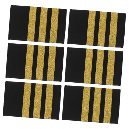 PLAFOPE 3 Paare Goldene Pilotenschulterklappen Epauletten für Fluguniformen Professionelle Luftfahrtabzeichen für Kapitäne Crewmitglieder und Auszubildende Hochwertige Stickerei von PLAFOPE