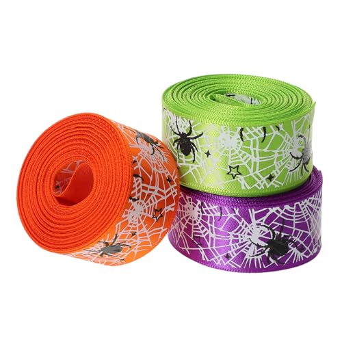 PLAFOPE 3 Rollen Halloween Dekoband Spinnennetz Polyester Schleifenband Orange Grün Lila Vielseitiges Geschenkband Bastelband für Party Deko DIY Halloween Geschenkverpackung PLAFOPE 3 Rollen Halloween Dekoband Spinnennetz Polyester Schleifenband Orange Grün Lila Vielseitiges Geschenkband Bastelband für Party Deko DIY Halloween Geschenkverpackung von PLAFOPE