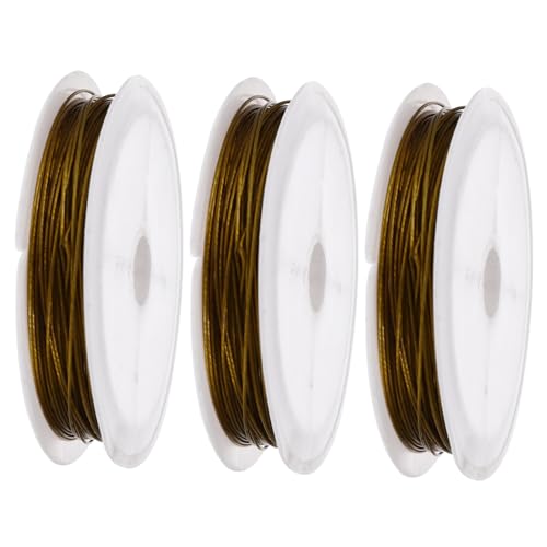 PLAFOPE 3 Rollen Professioneller Goldfarbener Schmuckdraht aus Metall Multifunktional Biegsam und Flexibel zum Auffädeln von Perlen DIY Schmuckherstellung Basteldraht für Armbänder und PLAFOPE 3 Rollen Professioneller Goldfarbener Schmuckdraht aus Metall Multifunktional Biegsam und Flexibel zum Auffädeln von Perlen DIY Schmuckherstellung Basteldraht für Armbänder und von PLAFOPE