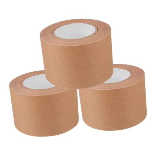 PLAFOPE 3 Rollen Verstärktes Kraftpapier Klebeband Pack Wasseraktiviert Beschreibbar Stark Haftend für Versiegelung von Kartons DIY Projekte von PLAFOPE