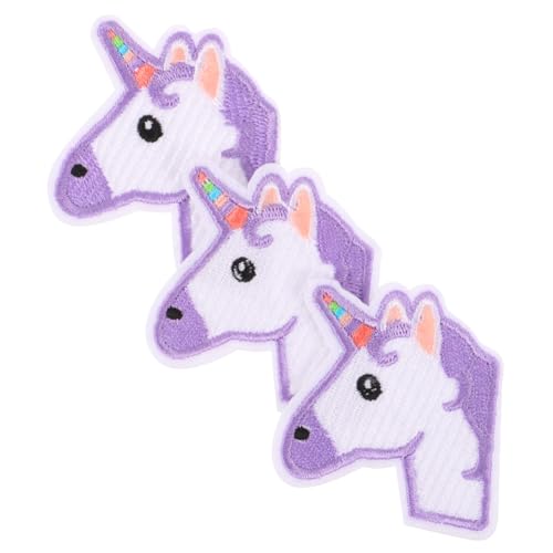 PLAFOPE 3 Stück Teiliges Einhorn Stoffpatch Bestickte Aufnäher zum Aufnähen Langlebige DIY Kleidung Dekoration für Kinderkleidung Taschen Notizbücher Kreative Textile Motive von PLAFOPE