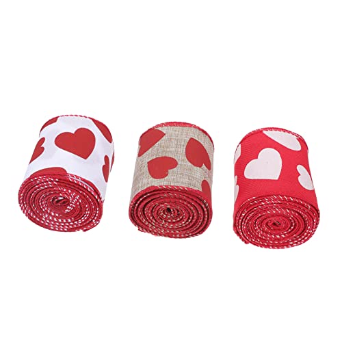 PLAFOPE 3 Stück Valentinstag Schleifenband Teiliges Herzmuster Imitation Leinenband für DIY Geschenkverpackung Hochzeit Party Dekoration für Festivals und Blumenarrangements PLAFOPE 3 Stück Valentinstag Schleifenband Teiliges Herzmuster Imitation Leinenband für DIY Geschenkverpackung Hochzeit Party Dekoration für Festivals und Blumenarrangements von PLAFOPE