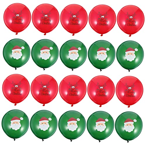 PLAFOPE 30 Stück 12 Ballon Weihnachtsparty Liefert Weihnachtsfeier-dekoration Elch-dekor Weihnachtsmann-dekoration Weihnachten Weihnachtsdekoration Emulsion Drucken Rot von PLAFOPE
