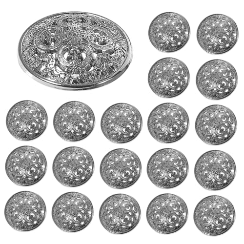 PLAFOPE 30 Stück Teiliges Metallknöpfe mit Hohlmuster Silberfarbene Vintage Mantelknöpfe Robuste DIY Knöpfe für Jacken Mäntel Pullover und Handwerksprojekte von PLAFOPE