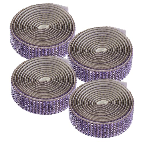 PLAFOPE 4 Rollen Selbstklebendes Strassband Breit Dekorative Rhinestone Applikationen für Brautgürtel DIY Schmuckaufnäher Glitzernde Klebeapplikationen für Kleidung Taschen und von PLAFOPE