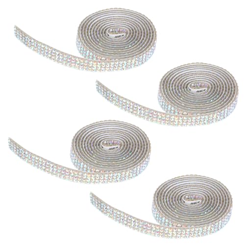 PLAFOPE 4 Rollen Selbstklebendes Strassband Reihen Bling Rhinestone Dekorband Breit DIY Schmuck Geschenkverpackung Kleidung Basteln Zubehör von PLAFOPE