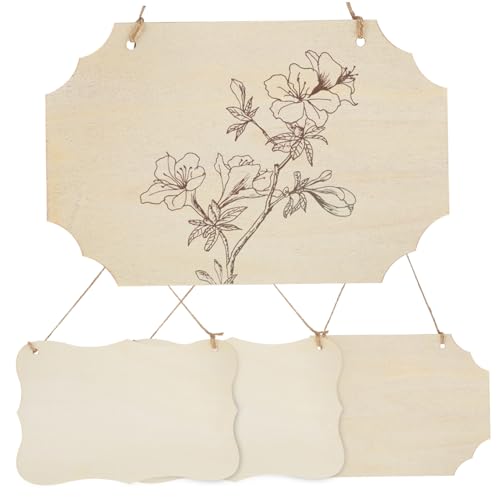 PLAFOPE 4 Stück Holzschild Aufhänger Unvollendete Holzplatten für DIY Projekte Dekorative Türschilder für Verschiedene Anlässe Basteln Beschriften Vielseitige Holzschilder für Zuhause und PLAFOPE 4 Stück Holzschild Aufhänger Unvollendete Holzplatten für DIY Projekte Dekorative Türschilder für Verschiedene Anlässe Basteln Beschriften Vielseitige Holzschilder für Zuhause und von PLAFOPE