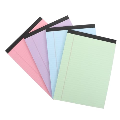 PLAFOPE 4 Stück Notizblöcke Liniertes Schreibpapier für Büro Schule und Zuhause Elegante und Praktische Notizblätter Farbige Auswahl Rosa Blau und Grün von PLAFOPE