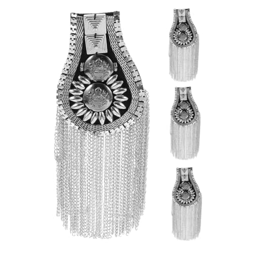 PLAFOPE 4 Stück Punk Style Schulterepauletten Silber mit Quasten und Nieten Langlebige Fransen Applikationen zum Einfachen Anstecken Dekorative Schulterklappen für Jacken Kostüme PLAFOPE 4 Stück Punk Style Schulterepauletten Silber mit Quasten und Nieten Langlebige Fransen Applikationen zum Einfachen Anstecken Dekorative Schulterklappen für Jacken Kostüme von PLAFOPE