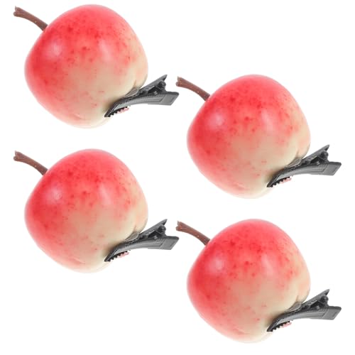 PLAFOPE 4 Stück Teiliges Apfel Haarspangen für Frauen Mädchen Realistische Frucht Haarklammer Langlebig und Vielseitig Modisches Haaraccessoire für Alltag und Party von PLAFOPE
