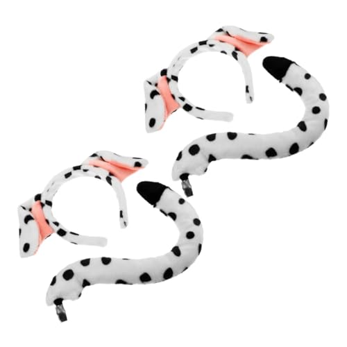 PLAFOPE 4 Stück Teiliges Dalmatiner Hundekostüm Set mit Ohren stirnband und Passendem Sicherer Sitz Cartoon design für Erwachsene Geeignet für Halloween Karneval Geburtstags Cosplay von PLAFOPE