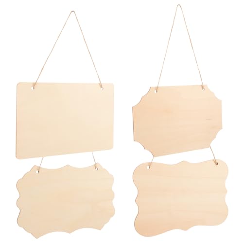 PLAFOPE 4 Stück Teiliges Holzschild Bastelset mit Aufhängevorrichtung Blanke Holztafeln zum Bemalen und Basteln Robuste DIY Holzschilder für Haustür Wanddekoration Inklusive Aufhänge seil von PLAFOPE