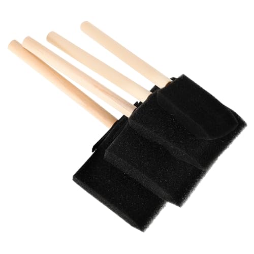 PLAFOPE 4 Stück Teiliges Schwammpinsel Holzgriff Schwarze Malschwämme für Ergonomisch Langlebig für DIY Bastelprojekte Komfortabel und Leicht zu Reinigen von PLAFOPE