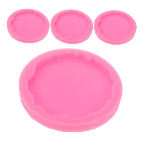 PLAFOPE 4 Stück Teiliges Unregelmäßige Silikon-untersetzerformen aus Robustem Material für Epoxidharz DIY Basteln Wiederverwendbar Pinke Farbgebung für Heimdekoration und Persönliche von PLAFOPE