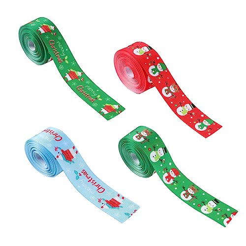 PLAFOPE 4 Stück Teiliges Weihnachts Geschenkband pro Bunte Geschenkverpackungsbänder für DIY Schleifen Partydeko und Weihnachtsgeschenke Vielseitiges Dekorationsband für Festliche Anlässe von PLAFOPE