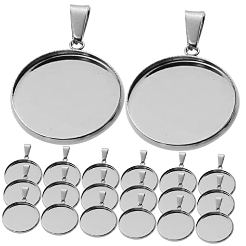 PLAFOPE 40 Stück Teiliges Edelstahl Anhänger Blank Pendant Posts für DIY Schmuckherstellung Runde Cabochon Tabletts Robust und Verstellbar für Kreative Halsketten und Ringe von PLAFOPE