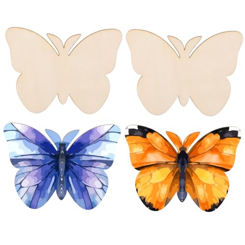 PLAFOPE 40 Stück Teiliges Unvollendete Holzscheiben Schmetterlingsform Beidseitig Glatt zum Bemalen Basteln Dekorieren für DIY Projekte Hochzeiten Kindergeburtstage Party und Wohnraumdeko von PLAFOPE