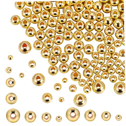 PLAFOPE 400 Stück Metall Abstandsperlen Goldfarben Rund Kupfer Spacer Beads für Armband Basteln DIY Schmuckherstellung mit Farbretention und Vielseitigen PLAFOPE 400 Stück Metall Abstandsperlen Goldfarben Rund Kupfer Spacer Beads für Armband Basteln DIY Schmuckherstellung mit Farbretention und Vielseitigen von PLAFOPE
