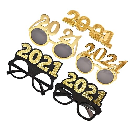 PLAFOPE 5 Stück 2021 2021 Brille Lustige Brillen 2021 Nummer Brillen Absolventenparty Requisit Partybrille 2021 Goldene Brille Party-sonnenbrille Eine Brille Schmücken Schokoriegel von PLAFOPE