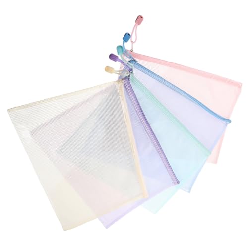 PLAFOPE 5 Stück Dokumententaschen mit Reißverschluss Wasserdichtes Mesh Aufbewahrungsbeutel für Schüler Dateien und Schreibwaren Langlebige PVC PP Material Praktische Organisationslösung von PLAFOPE