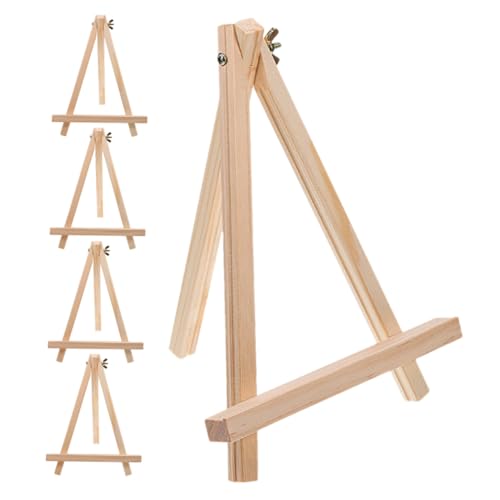 PLAFOPE 5 Stück Holzstaffelei Dreibein Klein Verstellbar Faltbar Leicht Tisch Staffelei Bildhalter Ständer Multifunktional für Malerei Display Foto Kunsthandwerk von PLAFOPE