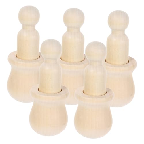 PLAFOPE 5 Stück Teiliges DIY Holzpuppen Aufbewahrungsdose Unbehandelte Steckfiguren aus Sicherem Holz für Originelles Malspielzeug Fantasie und Künstlerischen Fähigkeiten von PLAFOPE