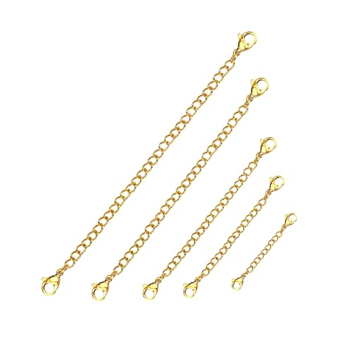 PLAFOPE 5 Stück Teiliges Edelstahl Verlängerungsketten mit Beidseitigem Karabinerverschluss Robustes Schmuckzubehör für DIY Halsketten Armbandverlängerung Längen für Einfache Anpassung von PLAFOPE