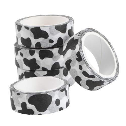 PLAFOPE 5 Stück Teiliges Klebeband Milchkuh muster Selbstklebend Stark Haftend Rückstandsfrei Abziehbar für Tagebuch dekoration DIY Papierbänder Scrapbooking Notizbuchgestaltung von PLAFOPE