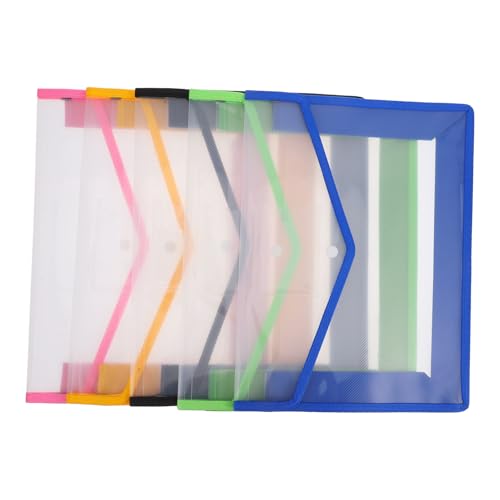 PLAFOPE 5 Stück Teiliges Kunststoff Dokumentenmappe mit Druckknopf Verschluss Wasserfest Farbige Datei Organizer Taschen für Büro Schule Vielseitige Aktenordner für Effiziente von PLAFOPE