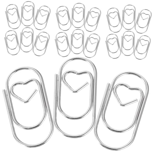 PLAFOPE 50 Stück Herzförmige Büroklammern aus Metall Paper Clips in Silber Kreative Lesezeichen Clips für Dokumente Büro Schule Geschenkidee für Kollegen und Schüler von PLAFOPE