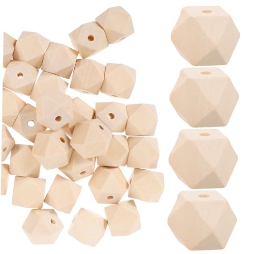 PLAFOPE 50 Stück Natürliche Unbemalte Holzperlen Geometrische Facettierte Polygon polyeder Unvollendete DIY Holzperlen für Schmuckherstellung Bastelzubehör mit Sichtbarer Holzmaserung PLAFOPE 50 Stück Natürliche Unbemalte Holzperlen Geometrische Facettierte Polygon polyeder Unvollendete DIY Holzperlen für Schmuckherstellung Bastelzubehör mit Sichtbarer Holzmaserung von PLAFOPE