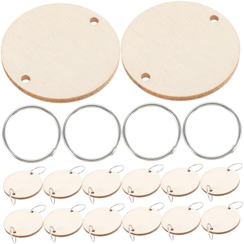 PLAFOPE 50 Stück Teiliges Set Runde Holzscheiben mit Eisendraht-schlaufen Natürliche Holzplättchen für Hängenden Geburtstags-erinnerungskalender DIY Holztafel Zubehör für Kreative von PLAFOPE