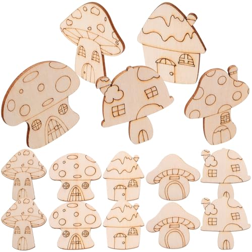 PLAFOPE 50 Stück Unbemalte Holzpilzscheiben Groß Glatte Oberfläche DIY Holzverzierungen für Basteln Scrapbooking Dekoration Kreative Holzhandwerksideen von PLAFOPE
