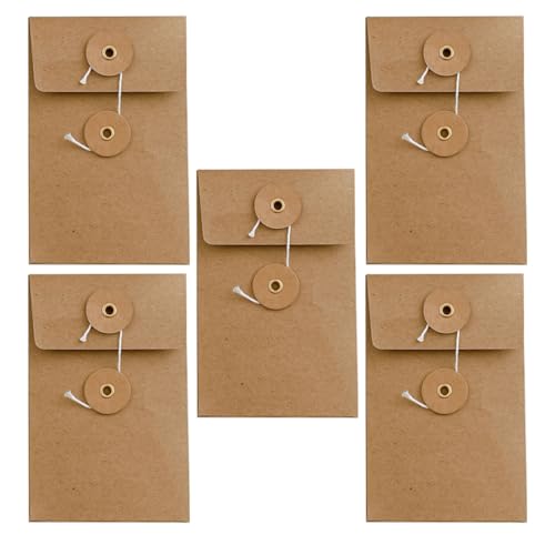 PLAFOPE 5Stücke Vintage Umschläge aus Kraftpapier mit Kordelverschluss Handgefertigte Braune Umschläge für Dokumente Grußkarten und Einladungen für Hochzeiten PLAFOPE 5Stücke Vintage Umschläge aus Kraftpapier mit Kordelverschluss Handgefertigte Braune Umschläge für Dokumente Grußkarten und Einladungen für Hochzeiten von PLAFOPE