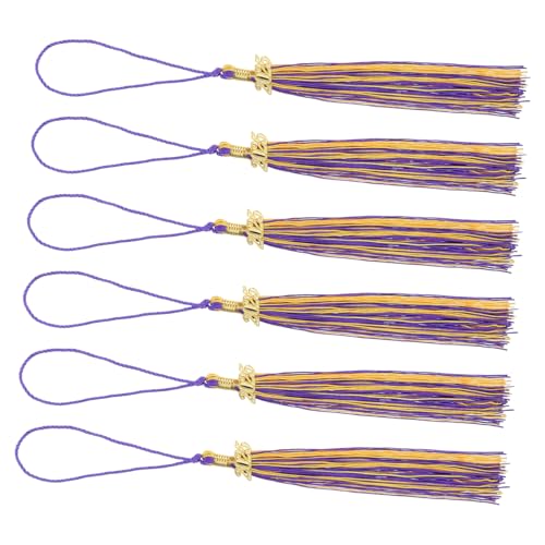 PLAFOPE 6 Stück Teiliges College Student Cap Quaste aus Polyester Einfacher Anbau Graduation Tassel Anhänger für Abschlussfeier Party und Hochschulabschluss in Lila Gelb von PLAFOPE