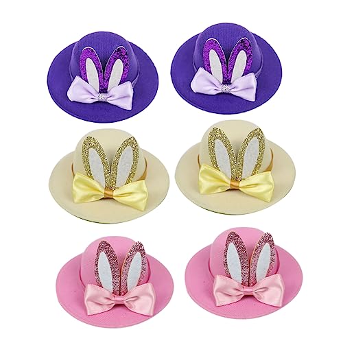 PLAFOPE 6 Stück Teiliges Ostern Party Haarclip mit Niedlichen Hasenohren Schleifen und in Rosa Beige Dekorative Haarspangen für Festliche Accessoires und Besondere Anlässe von PLAFOPE