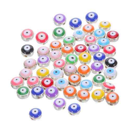 PLAFOPE 60 Stück Resin Evil Eye Schmuckanhänger Flach Runde Perlen für DIY Armbänder Halsketten Schlüsselanhänger Schutzsymbol und Bastelzubehör von PLAFOPE