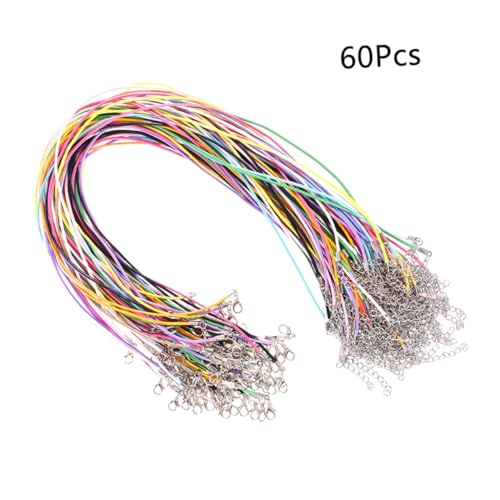 PLAFOPE 60 Stück Teiliges Bunte Halskettenband mit Verlängerungskette und Verstellbarem Karabinerverschluss Langlebiges Schmuckseil für DIY Schmuckherstellung und Basteln Geeignet für von PLAFOPE