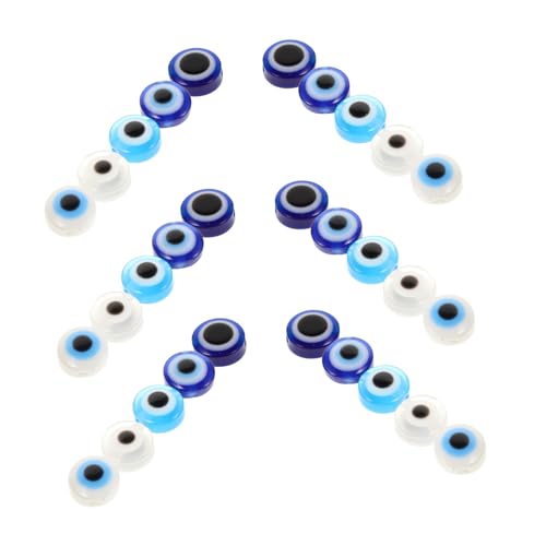 PLAFOPE 60 Stück Teiliges Flache Blaue Evil Eye Perlen aus Glas Handgefertigte Türkische Augen Charms Langlebige Spacer Perlen für Armband Halskette Ohrringe DIY Schmuckherstellung von PLAFOPE