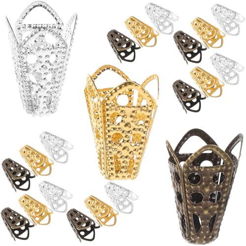 PLAFOPE 60 Stück Teiliges Metall Perlenkappen Blumenform Fein Leicht für Schmuckherstellung DIY Armbänder Halsketten Ohrringe Zubehör Robust und Dekorativ von PLAFOPE