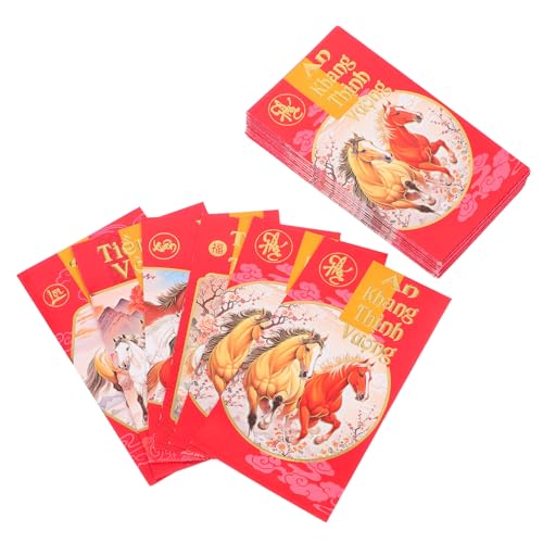 PLAFOPE 60 Stück Vietnamesische Neujahrs Rotumschläge Jahr Des Pferdes Traditionelle Papier Geldumschläge Hong Bao für Lunarfest Designs Lang Pack Kulturell Bedeutsam von PLAFOPE